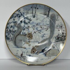 Woodland Year Squirreling for Nuts in January Plate Franklin Porcelain 1981